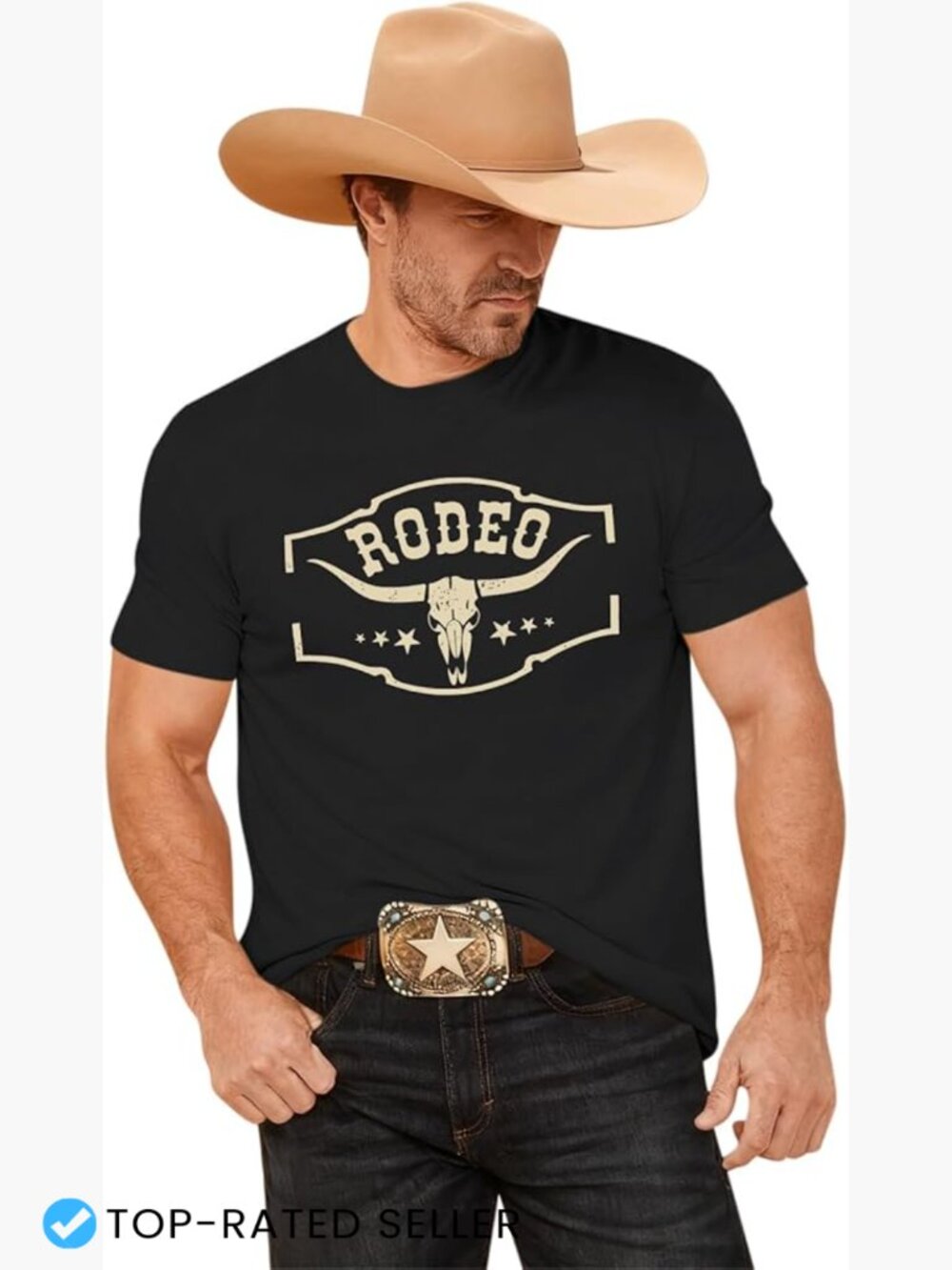 Vintage Cow Skull Graphic Tee Retro Boho Western Rodeo Concert T-Shirt